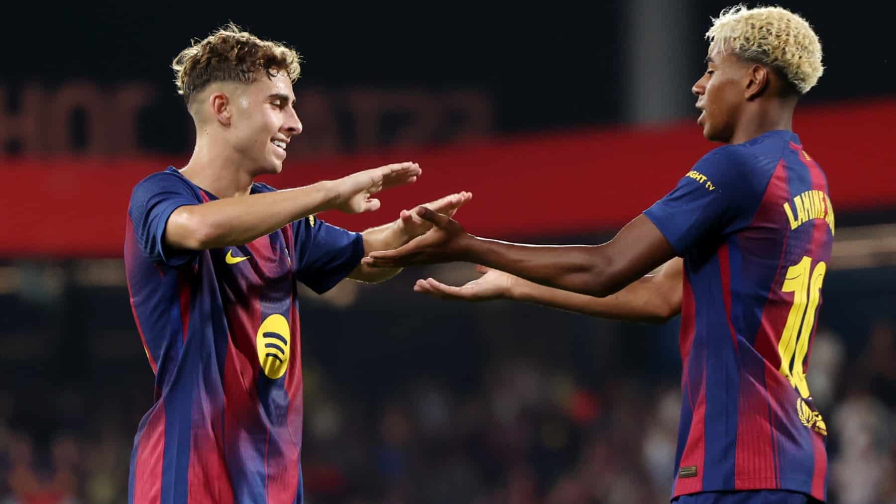 Fermín López y Lamine Yamal, con el Barcelona.