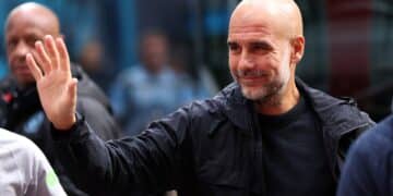 Guardiola, en un partido del Manchester City.