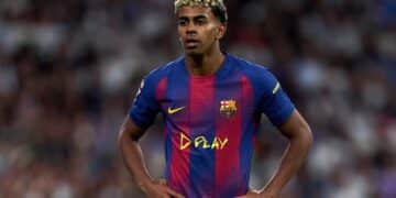 Lamine Yamal, durante el Clásico.