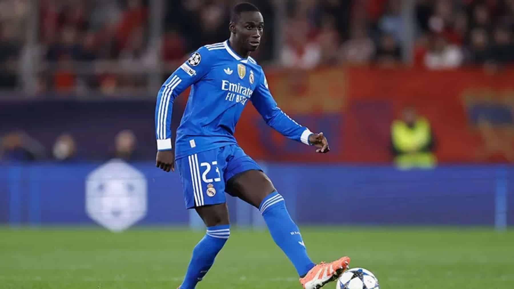 Ferland Mendy con el Real Madrid ante Olympiacos