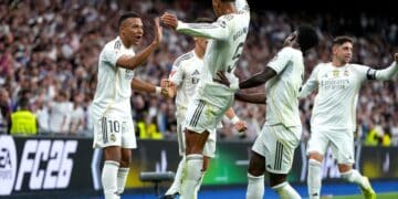 El Real Madrid celebra uno de los goles ante el FCB