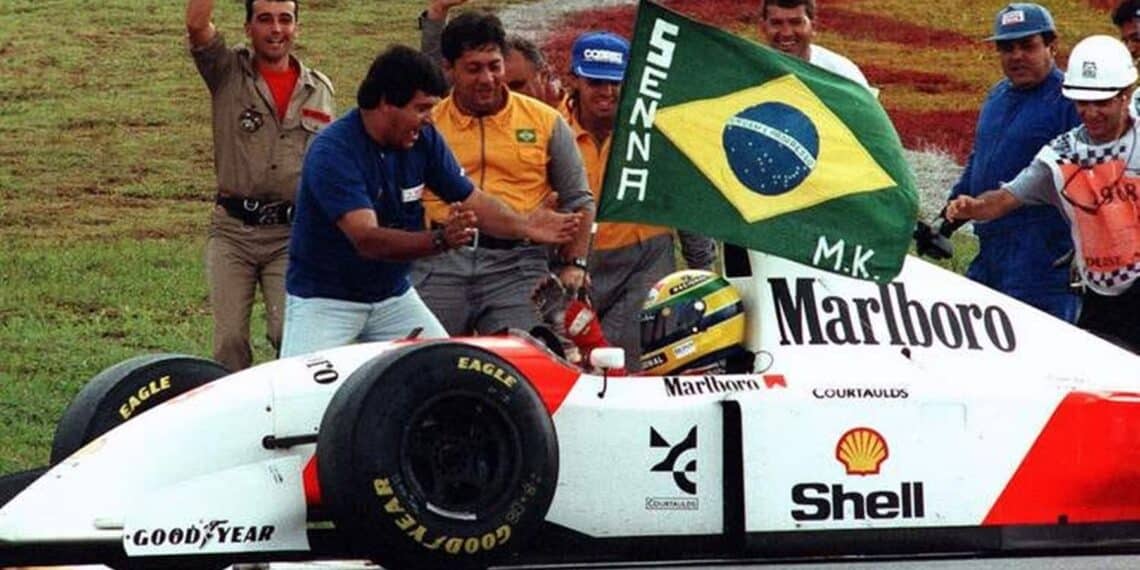 Ayrton Senna carrera GP Brasil 1991 sin marchas