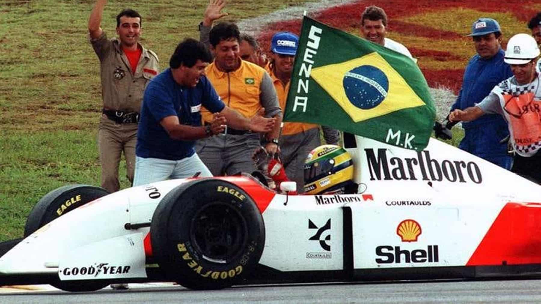 Ayrton Senna carrera GP Brasil 1991 sin marchas