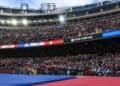 El Camp Nou, durante un partido del Barcelona.