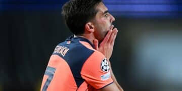 Ferran Torres, en el Brujas-Barcelona.