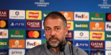 Hansi Flick, en la rueda de prensa.