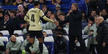 Hansi Flick, en el Chelsea-Barcelona.