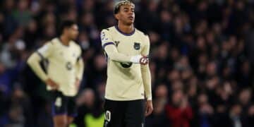 Lamine Yamal, durante el Chelsea - Barcelona.