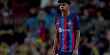 Lamine Yamal, en su debut en el Camp Nou.