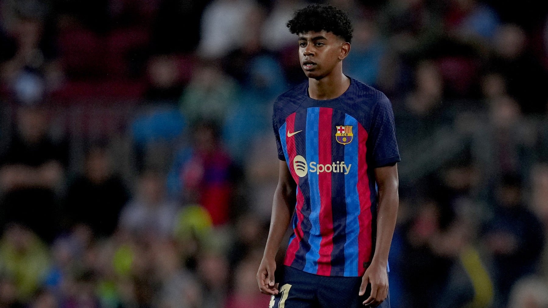 Lamine Yamal, en su debut en el Camp Nou.