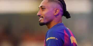 Raphinha, en un partido del Barcelona.